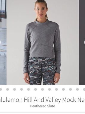 lululemon athletica Hill and Valley Heathered Slate Mock Neck Top - Gray